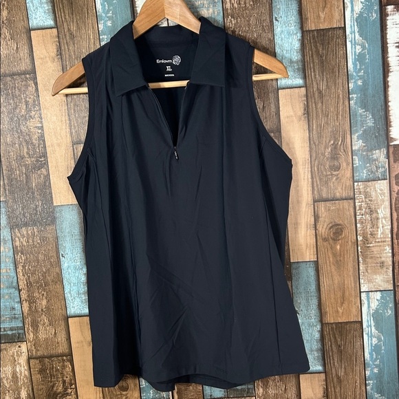 Emlovm XL Black Sleeveless Collared performance top - Picture 7 of 12